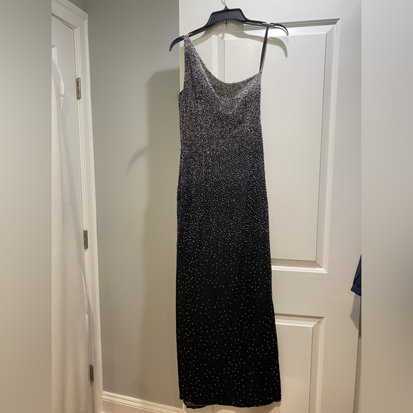 Scala, Beaded Black Floor-Length Gown, with side slit, Size M - Picture 3 of 5